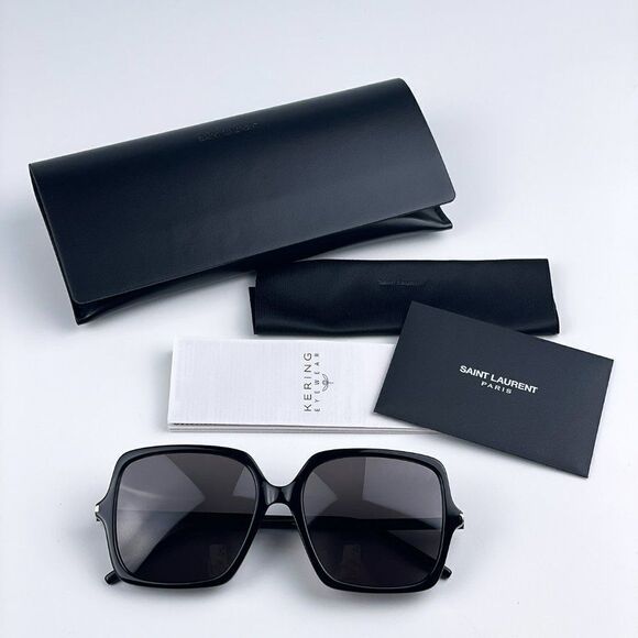 NEW Saint Laurent SL591 001 Black Square Oversized Women Sunglasses